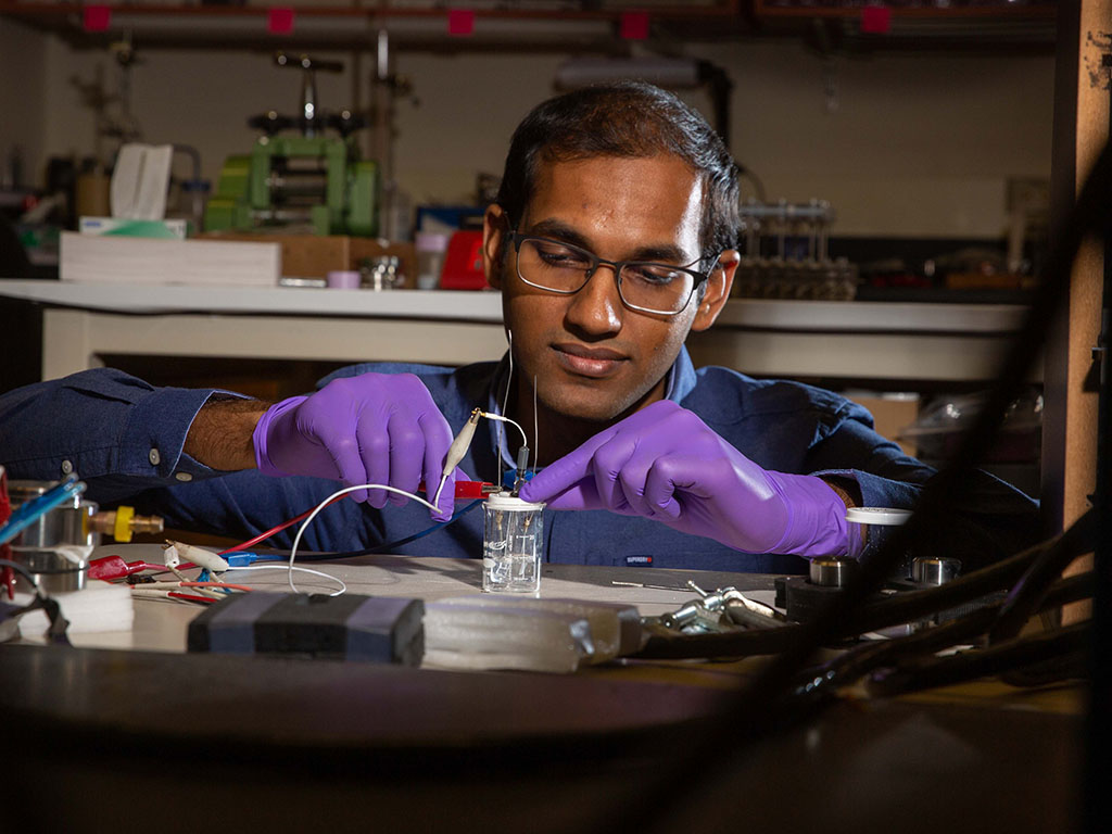 Thaneer Malai Narayanan SM ’18, PhD ’21 and his team make the case for a semisolid electrochemical compound as a cost-efficient, grid-scale battery backup for wind and solar power.