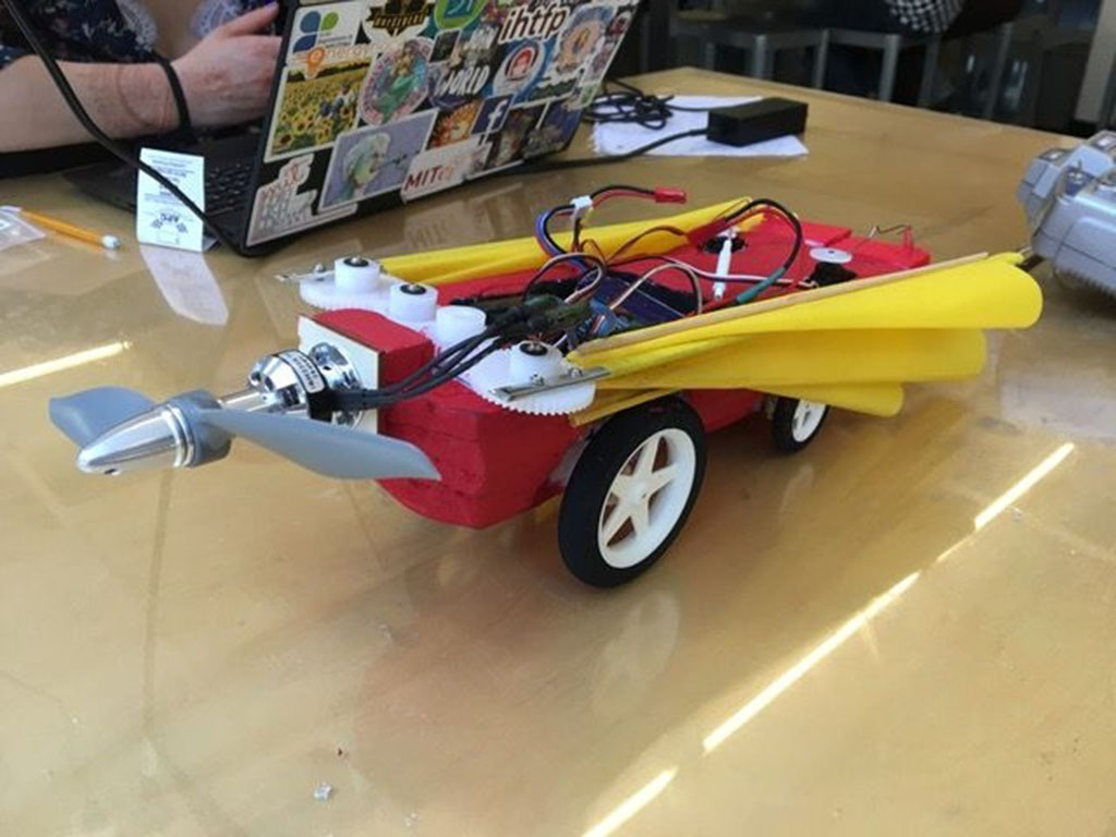 Rosado and her lab partner decided on a project that was “ridiculously" ambitious for first-year students. Together they created a Chitty Chitty Bang Bang-style flying car.