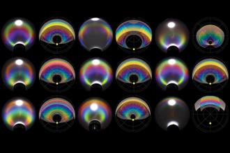 Engineers make clear droplets produce iridescent colors