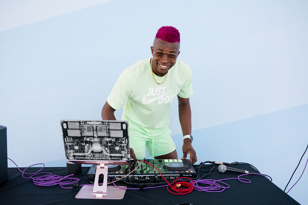 Joseph Ntaimo with DJ equipment