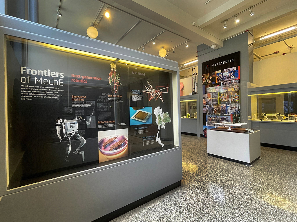 A display in the Hart Gallery showing the Frontiers of MechE