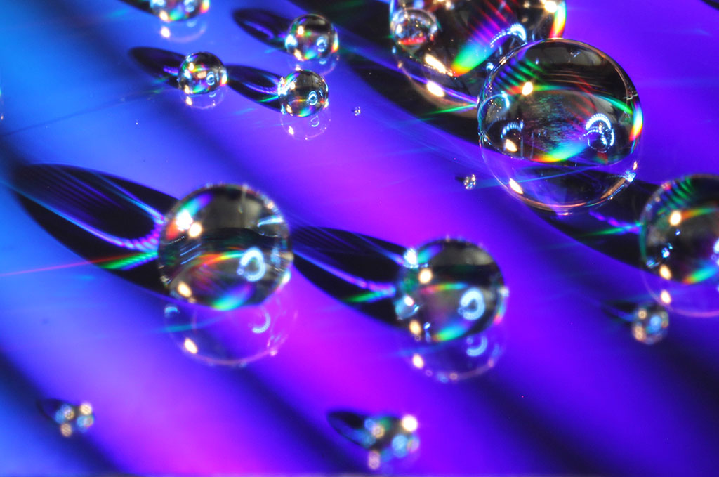droplets beading up on surface