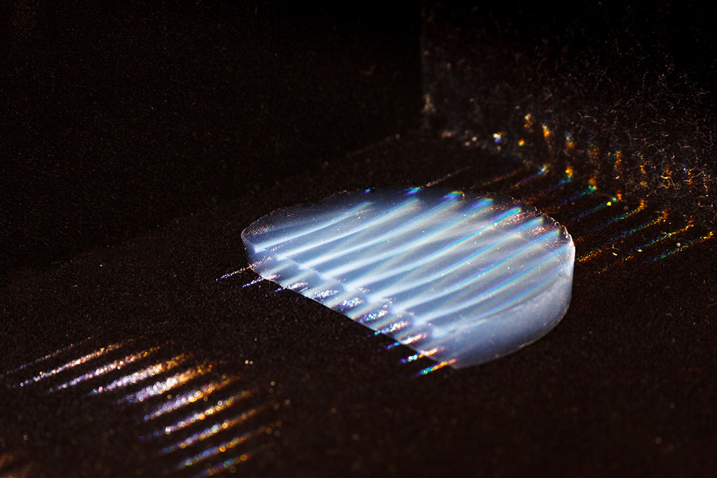 lthe material made visible by laser beams 