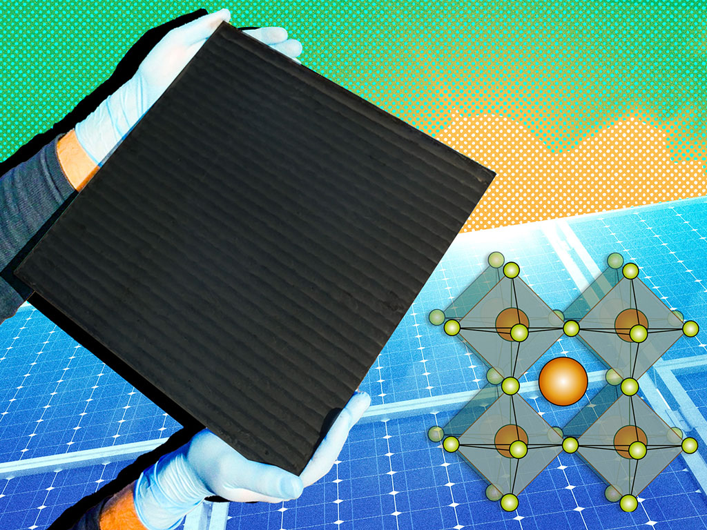 Caption:The optimized production of perovskite solar cells could be sped up thanks to a new machine learning system. Credits:Image: Photo of solar cell by Nicholas Rolston, Stanford, and edited by MIT News. Perovskite illustration by Christine Daniloff, M