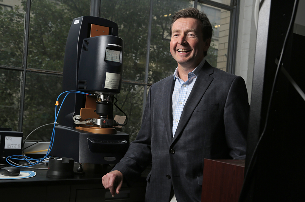 MIT Professor of Mechanical Engineering Gareth H. McKinley. A smiling man.