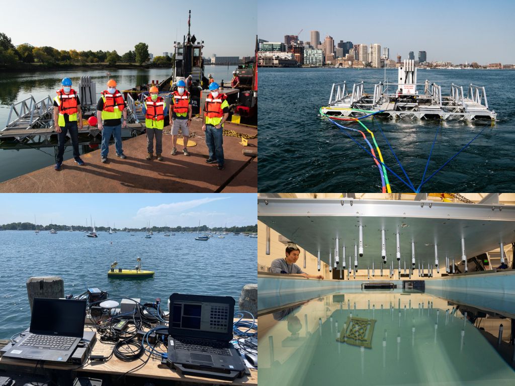 Collage of photos showing the sea tests