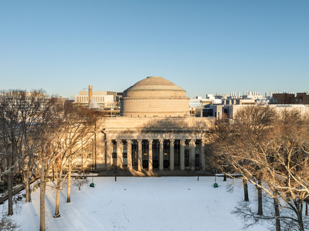 MIT dome is shown in winter