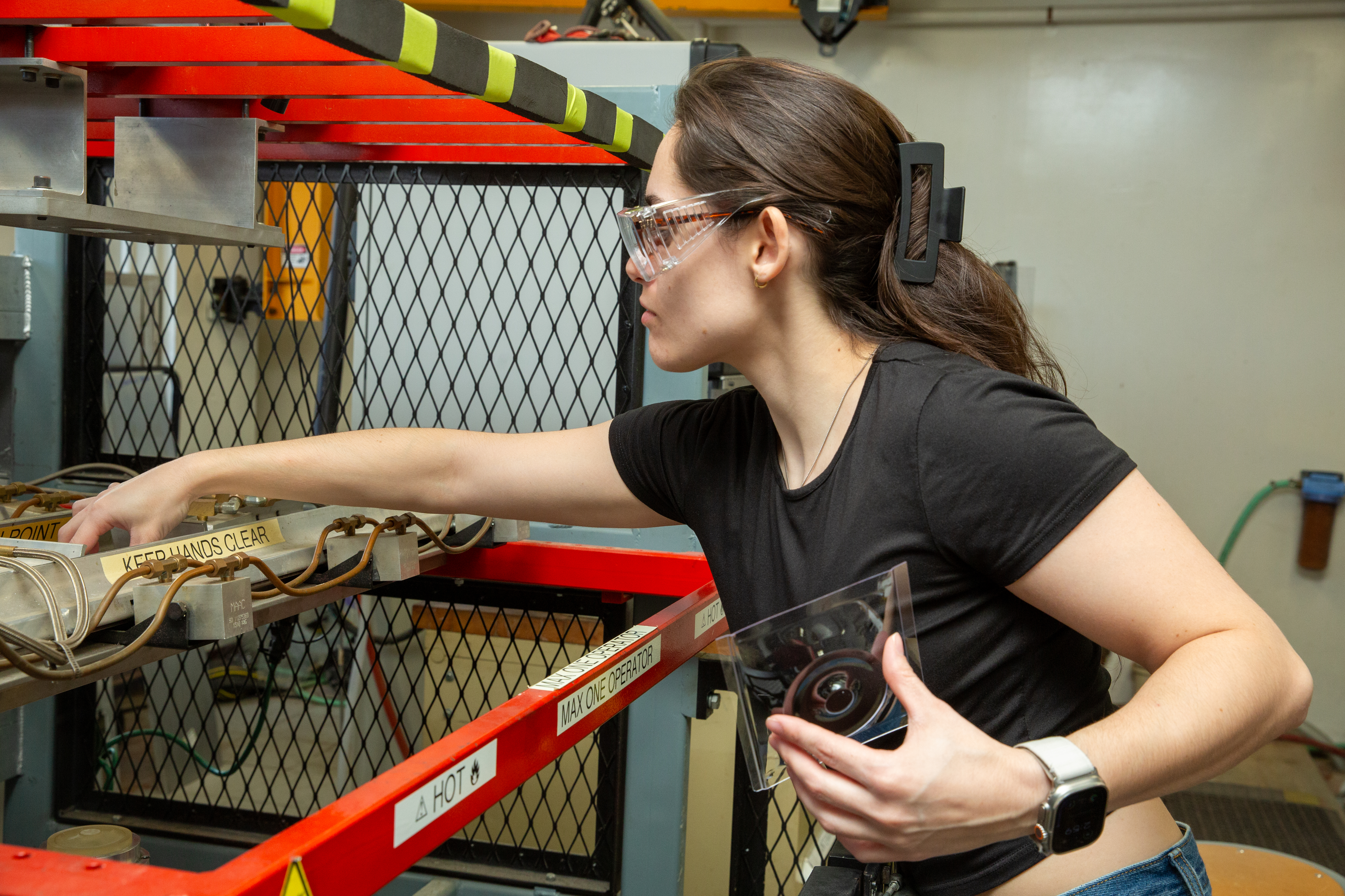 Luana Rampelottie ’26 works on a thermoformed for her group’s Yo-Yo Design - inspired by a Gum Ball Machine.