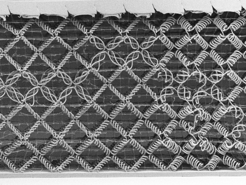 An image of textile fibers taken by a scanning electron microscope