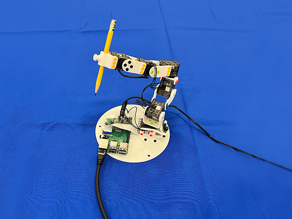 robot holding pencil